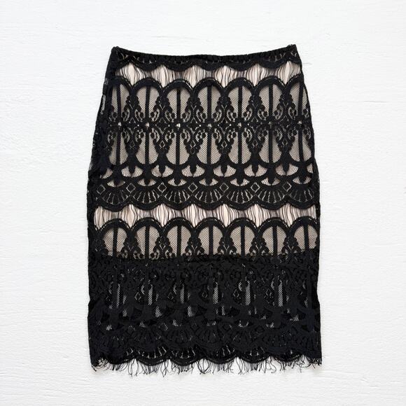 Sweet Journey Black Lace Straight Skirt Knee Length, Size Small - Picture 1 of 6